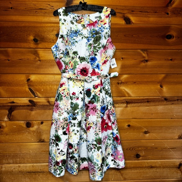 NEW Danny and Nicole 18 Jacquard floral sleeveless dress formal formal knee - Picture 5 of 10